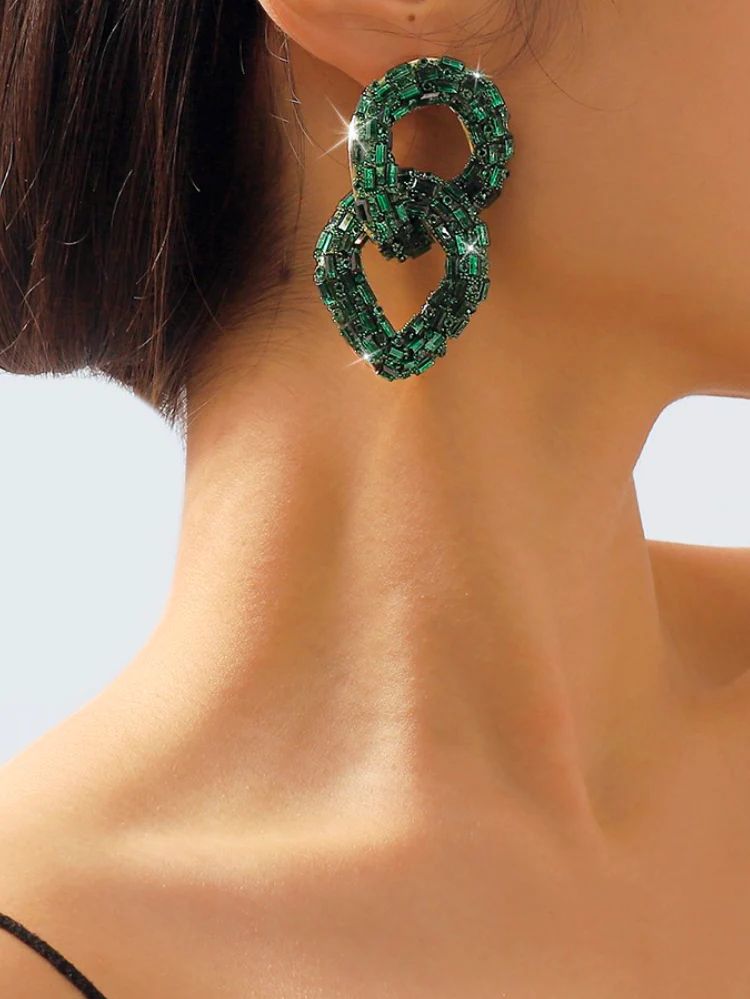 Jessel Link Earrings - Emerald | Confête