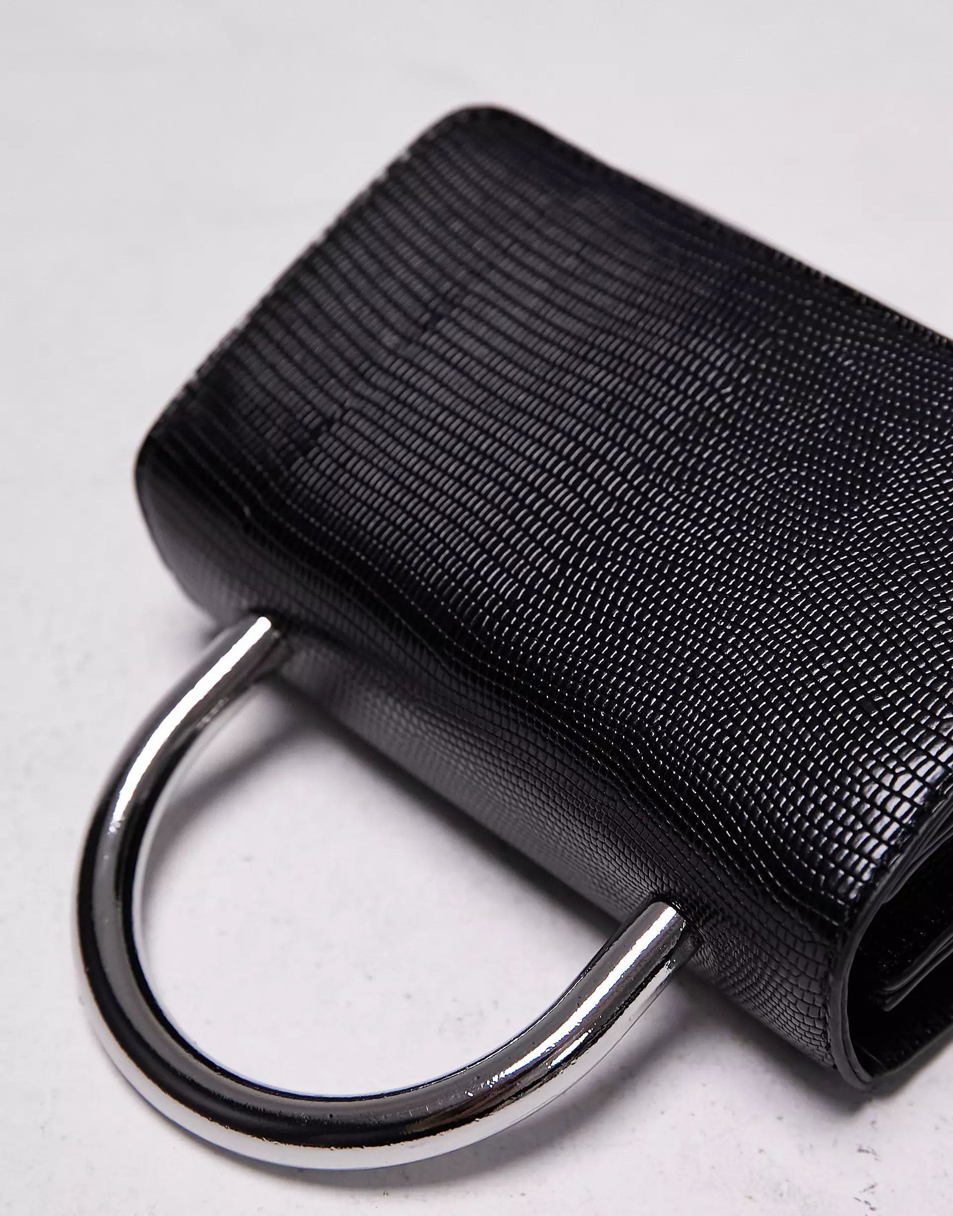 Topshop Gia metal handle grab bag in black | ASOS (Global)