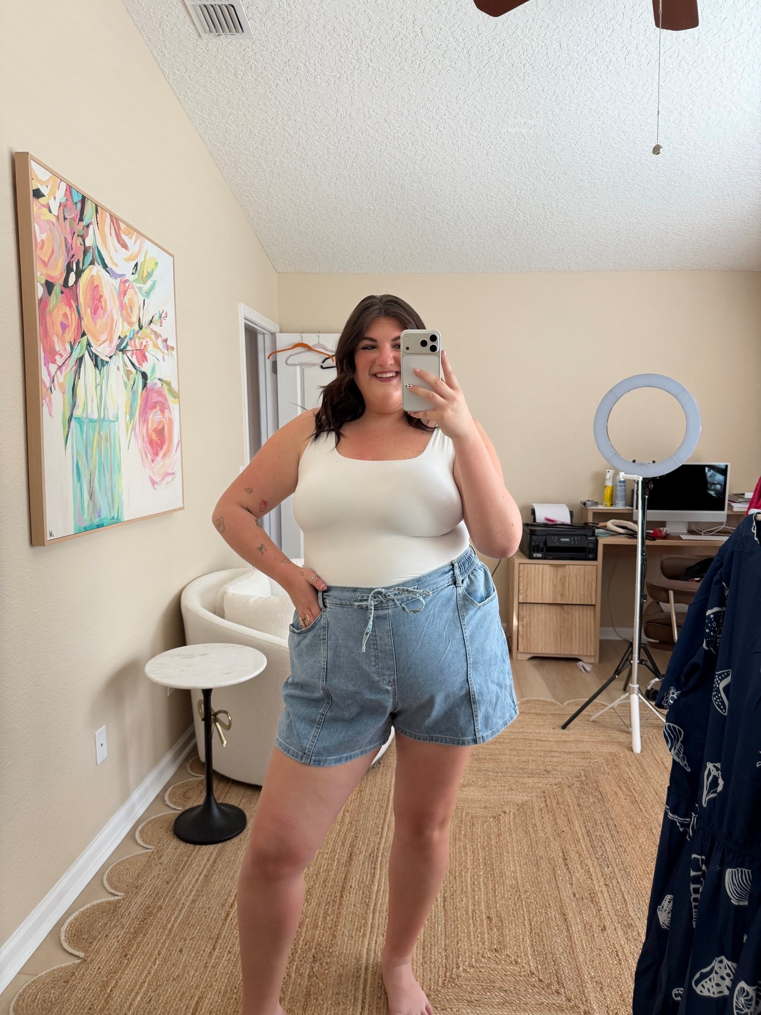 Wearing the 20! 
Denim shorts I love this early in the season is a great start 👀