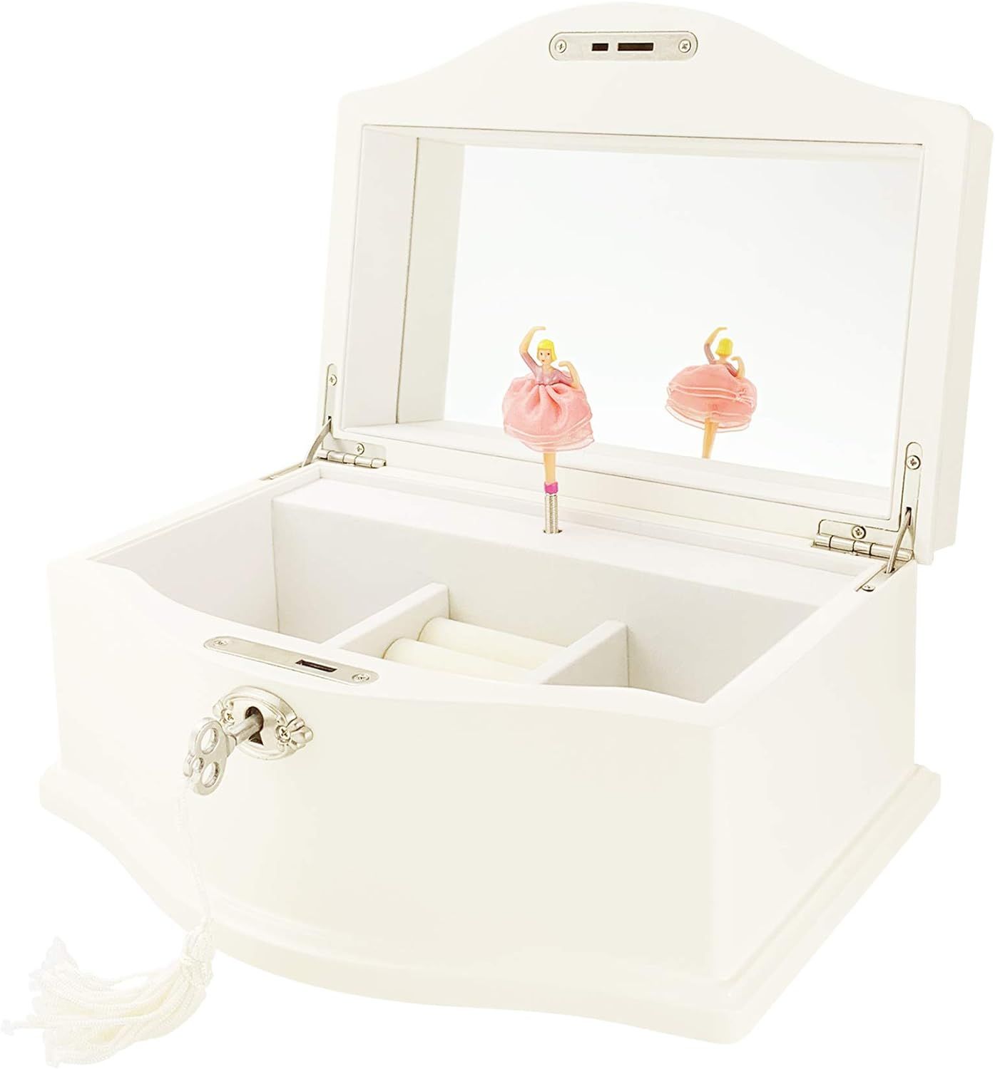 TIMLOG Girls Ballerina Musical Jewelry Box with Lock, Wooden Jewelry Organizer Jewelry Box Storag... | Amazon (US)