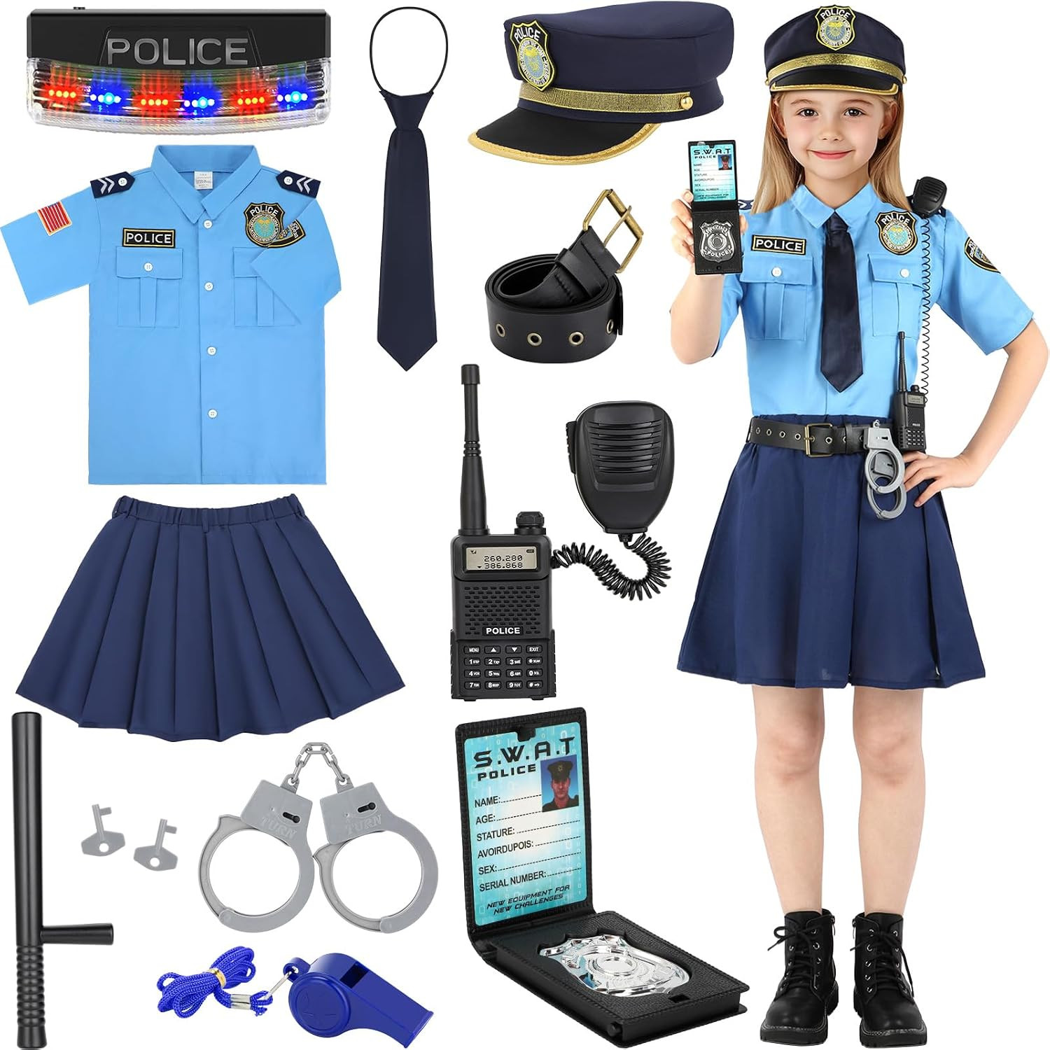 Police Officer Costume for Girls Kids, Girls Police Costume | Amazon (US)