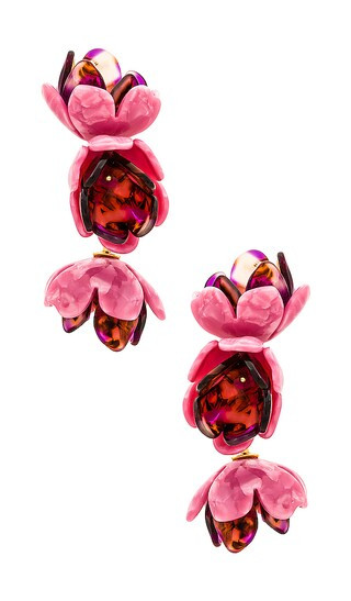 Rose Petal Triple Drop Clip-on Earrings in Rose | Revolve Clothing (Global)