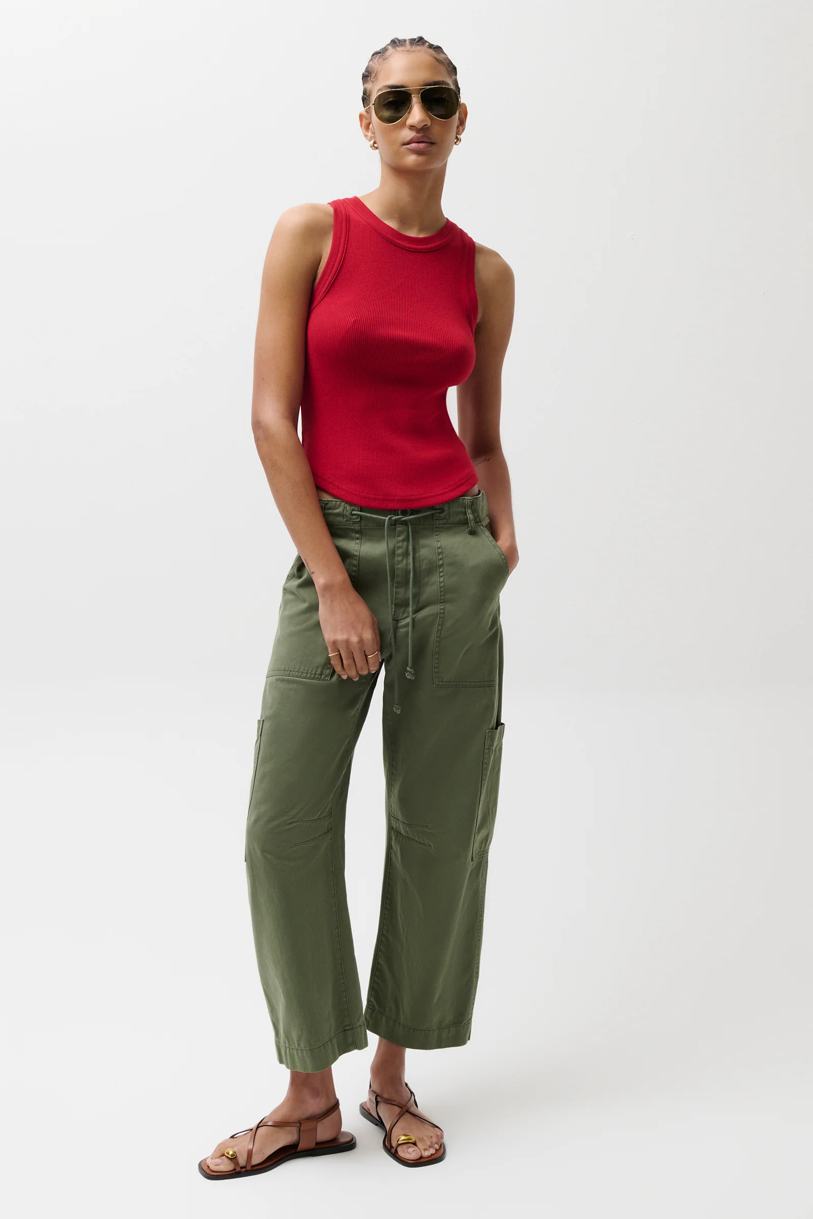 Sabrina Curved Utility Pants - Meadow | Pistola Denim