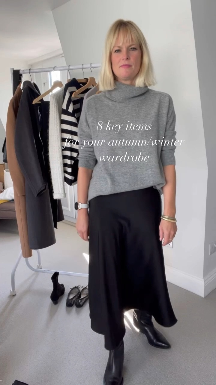 8 key items to update your AW wardrobe:

1. The slip skirt
2. All things grey
3. Leather
4. The boucle jacket
5. Stripes
6. Loafers
7. Ballet pumps
8. Tailored trousers 

#LTKstyletip #LTKeurope