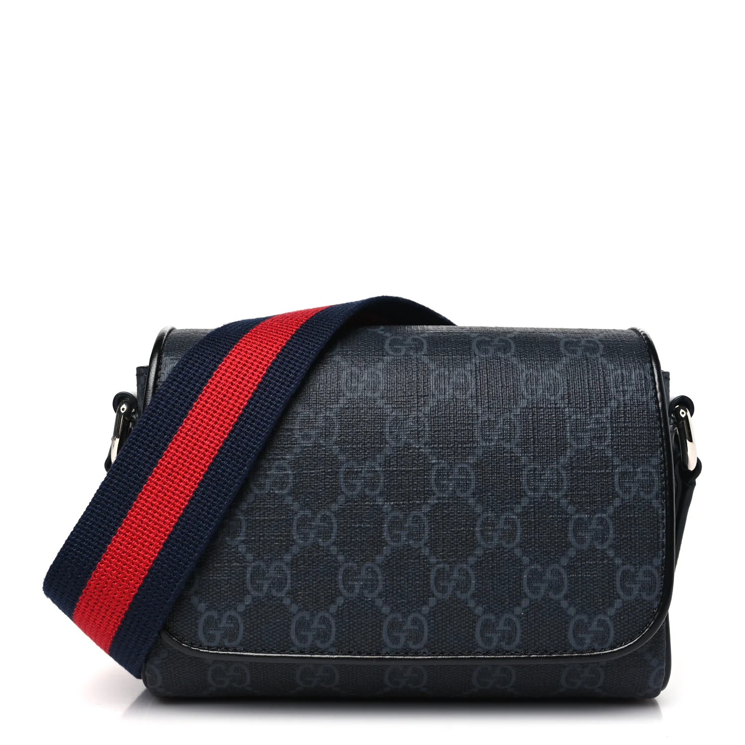 Gucci GG Supreme Monogram Calfskin Web Mini Bag Black | FASHIONPHILE (US)