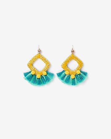 wrapped tassel pom earrings | Express