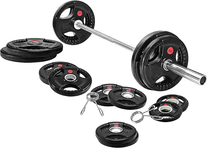 Olympic 2-Inch Cast Iron Barbell Set, Including 255 Pounds Weight Plates Set & 7FT Olympic Bar (3... | Amazon (US)