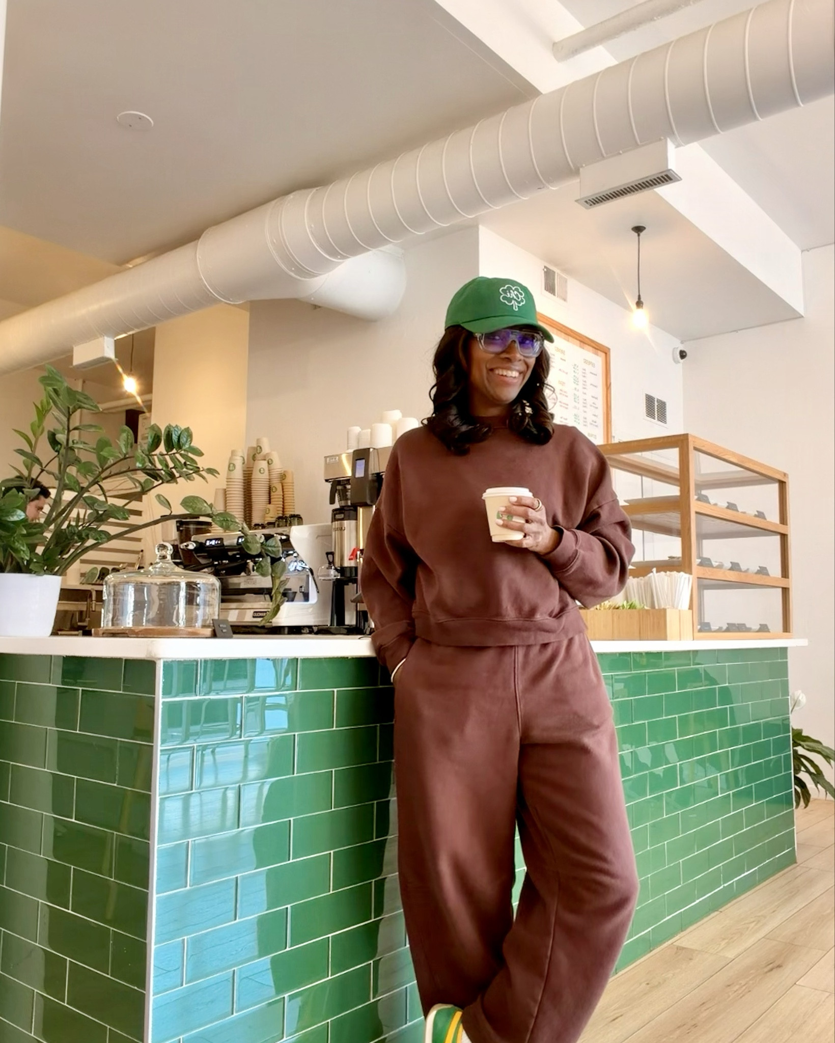 Slow morning. Good coffee. Green sneakers that started a whole conversation. 🖤
The chocolate brown matching set is so good — cozy enough to live in, put together enough to actually leave the house. And the Golas? The perfect pop of color.
Both linked in my storefront — go find your slow morning look! ☕



#LTKootd #LTKOver40