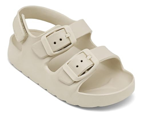 ChayChax Toddler Boys Girls Double Buckle Sandals Children's Adjustable Back Strap Water Sandal, Beige, 9 Toddler | Amazon (US)
