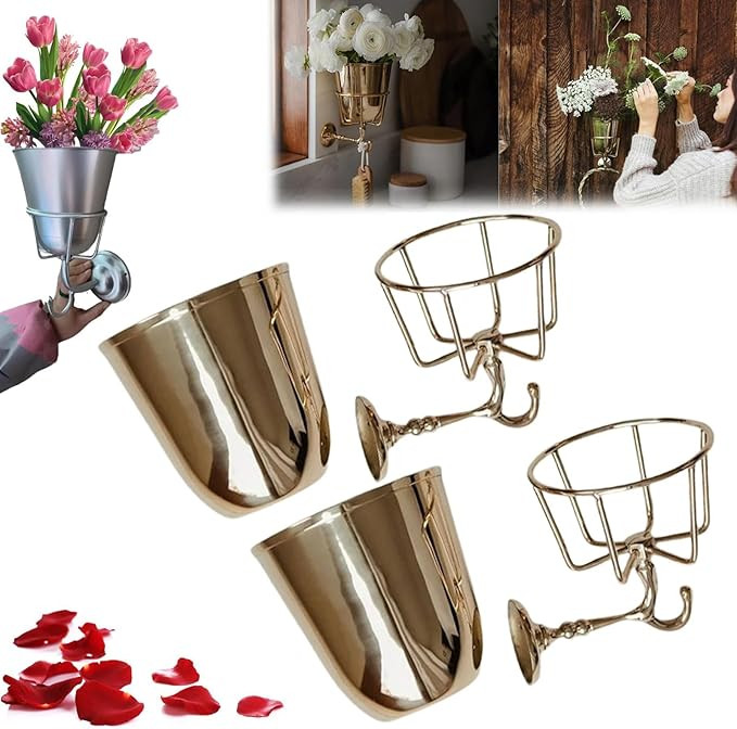 Handcrafted Opal Wall Vessel,Vintage Wall Vase for Brass Flowers,Multi-Function Hanging Organizer... | Amazon (US)