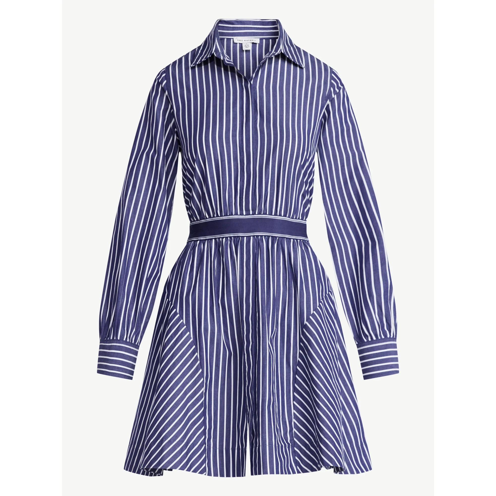 Free Assembly Women's Cotton Mini Shirtdress with Long Sleeves, Sizes XS- XXL | Walmart (US)