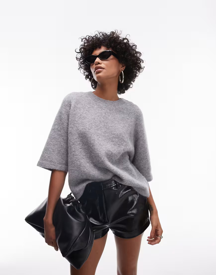 & Other Stories alpaca short sleeve knitted sweater in gray | ASOS (Global)