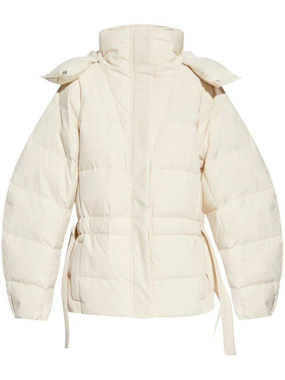 GANNI embossed logo puffer jacket - Neutrals | Farfetch Global