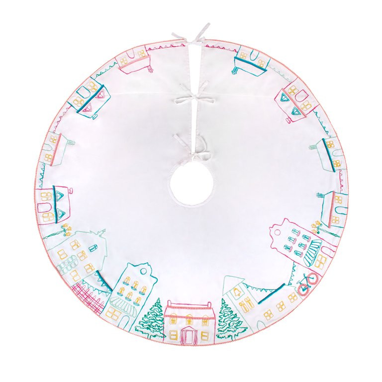HGTV Home Collection by National Tree Company  Christmas Tree Skirt, White,  Village Scene, Split... | Walmart (US)