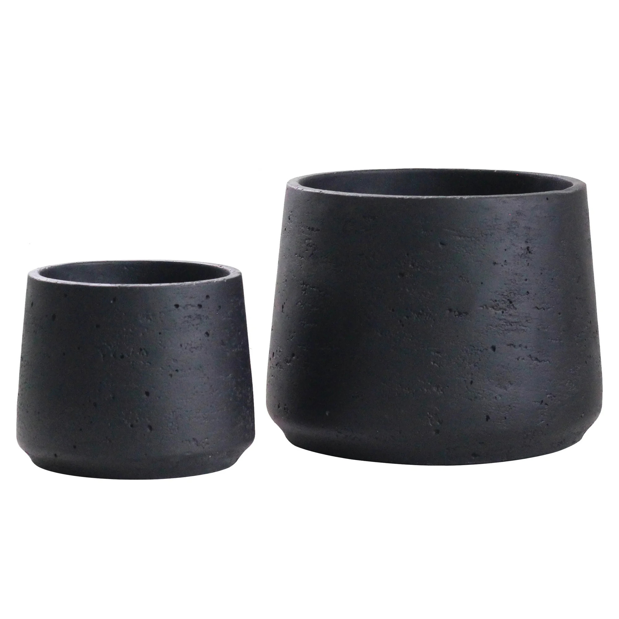 Olly & Rose Matt Black Ceramic Plant Pot Set of 2 - Indoor Outdoor Planters Textured Effect | Walmart (US)