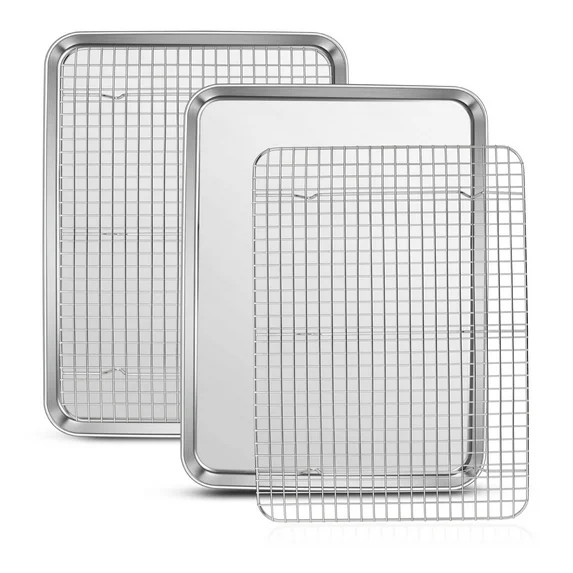 VeSteel Baking Sheets and Racks Set, Stainless Steel Rectangle Baking Sheet Oven Tray and Cooling... | Walmart (US)