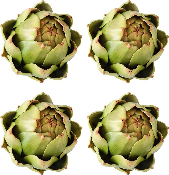 GiftYou [4-Pack] Large Green Faux Artichokes - Artificial Vegetables and Fake Fruits for Kitchen ... | Amazon (US)
