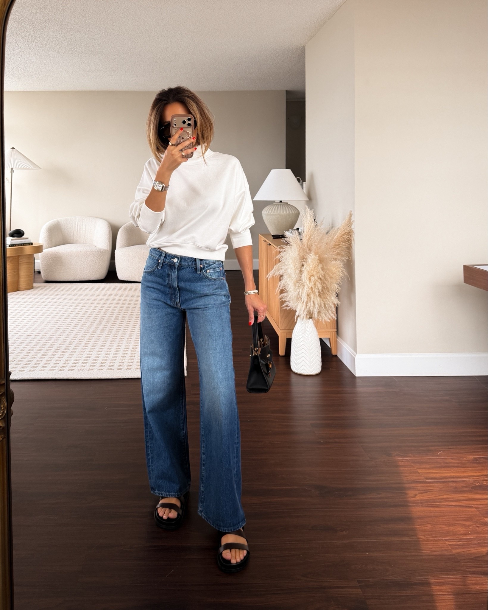 When you want to look sporty without compromising chic! Jeans are boxy and tts, mockneck sweatshirt is so cool, perfect weight for layering or to wear alone! Xs

#LTKootd #LTKSeasonal #LTKOver40