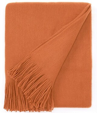Ashford Brushed Knit Fringed Acrylic Throw Blanket | Dillard's