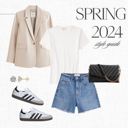 Spring 2024 elevated outfit idea - blazer - dad shorts - sambas - long shorts - white tee 

#LTKstyletip #LTKshoecrush #LTKitbag