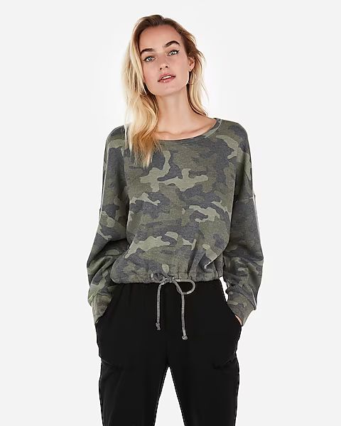 Express One Eleven Camo Abbreviated Sweatshirt | Express