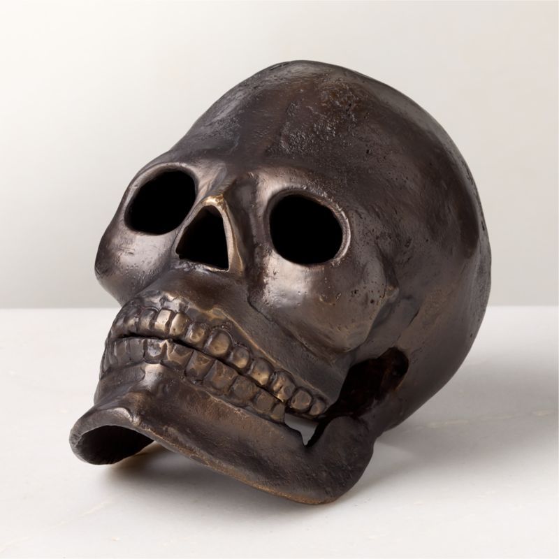 Blackened Brass Decorative Skull | CB2 | CB2