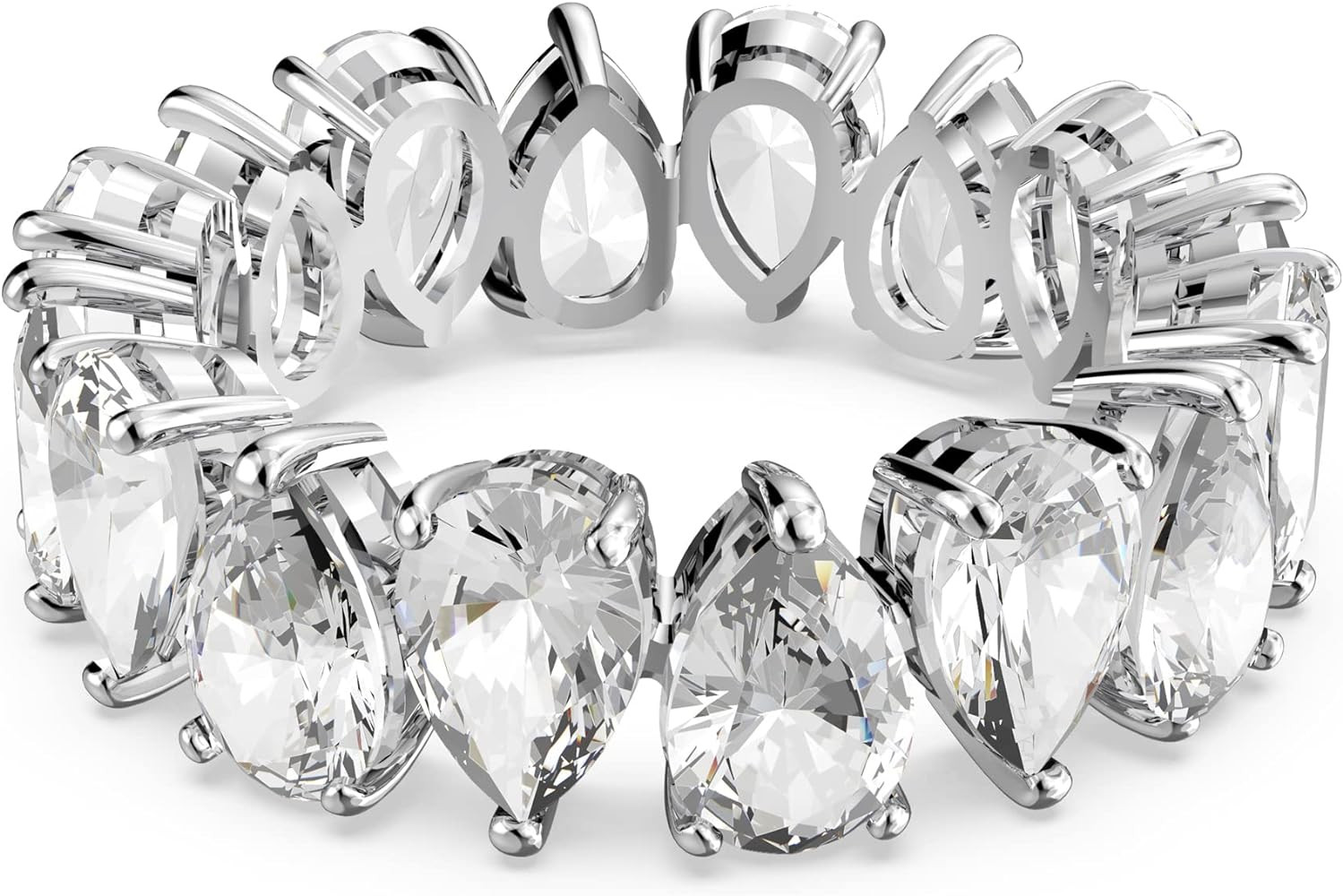 Swarovski Matrix Vittore Ring, Pear-Shaped Clear Crystal Stones, Rhodium Finish | Amazon (US)