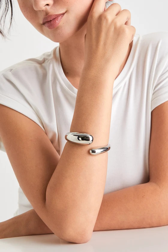 Adored Design Silver Teardrop Bangle Bracelet | Lulus (US)