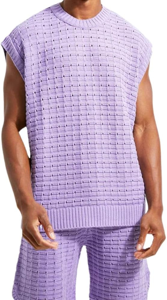 Kinkia Mens Short Sets 2 Piece Outfits Summer Casual Round Neck Knit Tank Tops and Shorts Matchin... | Amazon (US)