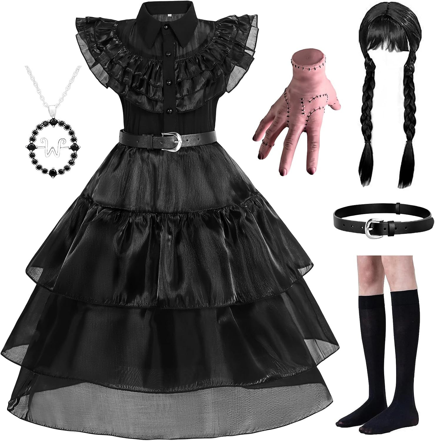 WYB Black Costume Dress for Girls Cosplay Dress Kid Halloween Costumes Costumes Cosplay Party Dress with Accessories 4-12Y | Amazon (US)