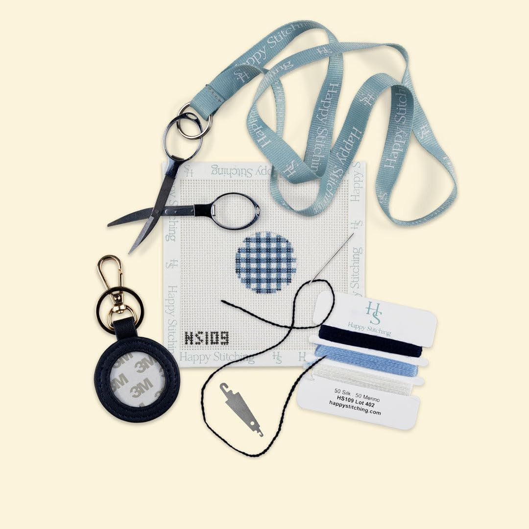 Plaid Circle Key Fob Needlepoint Kit - Happy Stitching All-in-One, Self-Finishing Needlepoint Kit | Amazon (US)