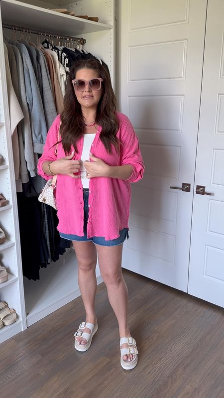 I own this button down in so many colors. The perfect layering piece! Also found these incredible denim shorts. 

Follow me @curvestocontour for more midsize XL, Size 14 outfits on @shop.LtK

#summeroutfits #midsize #affordablestyle #size16 #size14style #elevatedbasics #vacationoutfit Casual fashion, elevated basics, mom style, midsize fashion, midsize style, denim shorts, button down shirt, spring fashion, size 14, size 16

#LTKmidsize #LTKfindsunder50 #LTKswim