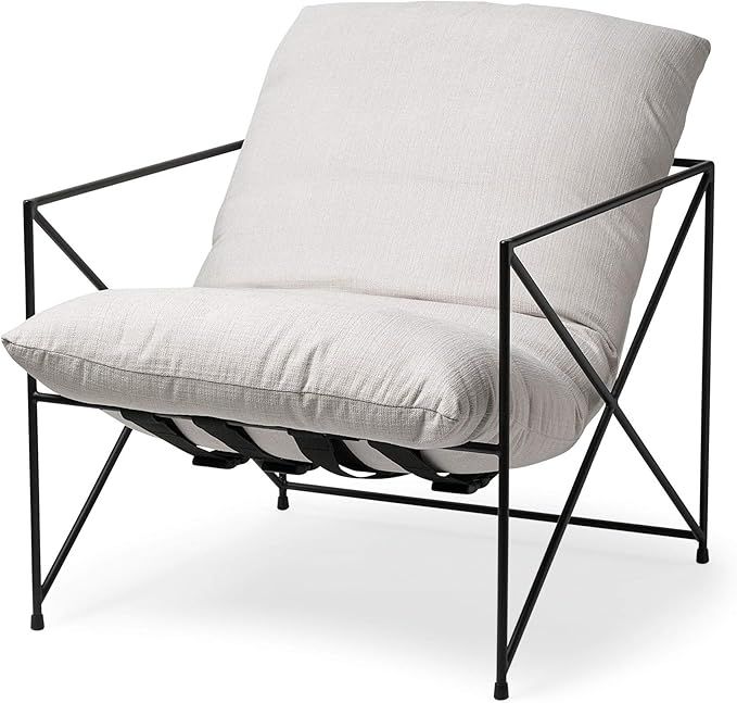 Chair White Solid Nautical Coastal Fabric Metal | Amazon (US)