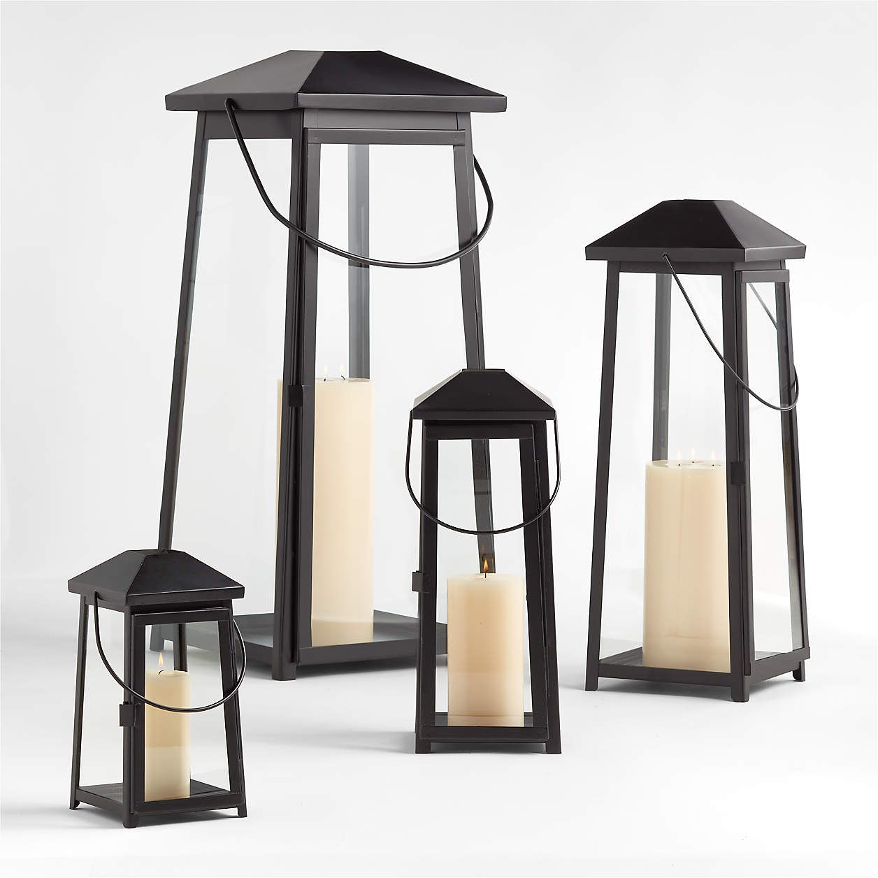 Petaluma Black Metal Candle Lantern 12" + Reviews | Crate & Barrel | Crate & Barrel