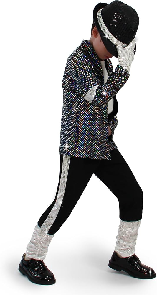 Disco Costume Kids 80s Sequin Pop King Dance Star Halloween Party Cosplay Outfit for Boys | Amazon (US)