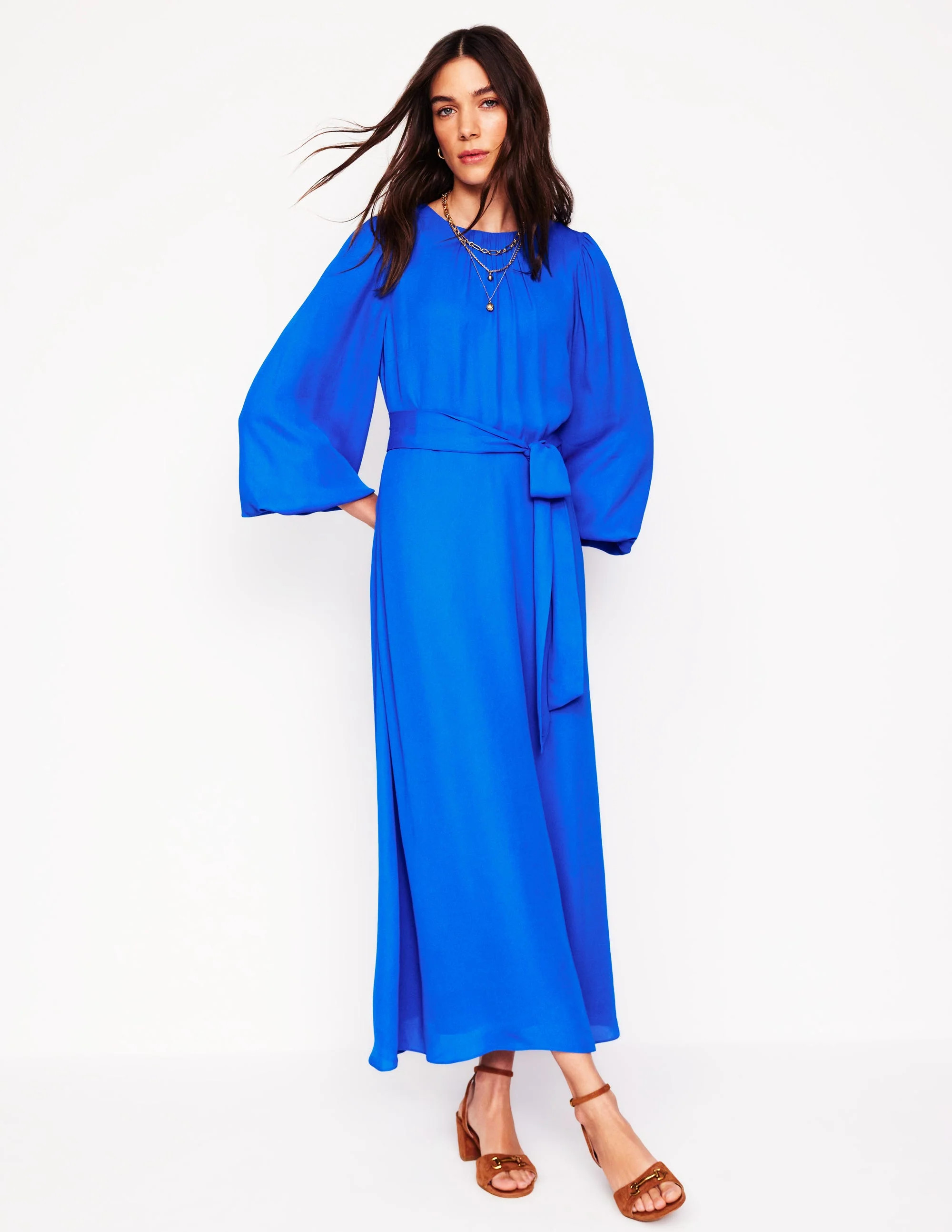 Blouson Sleeve Midi Dress-Gallery Blue | Boden (US)