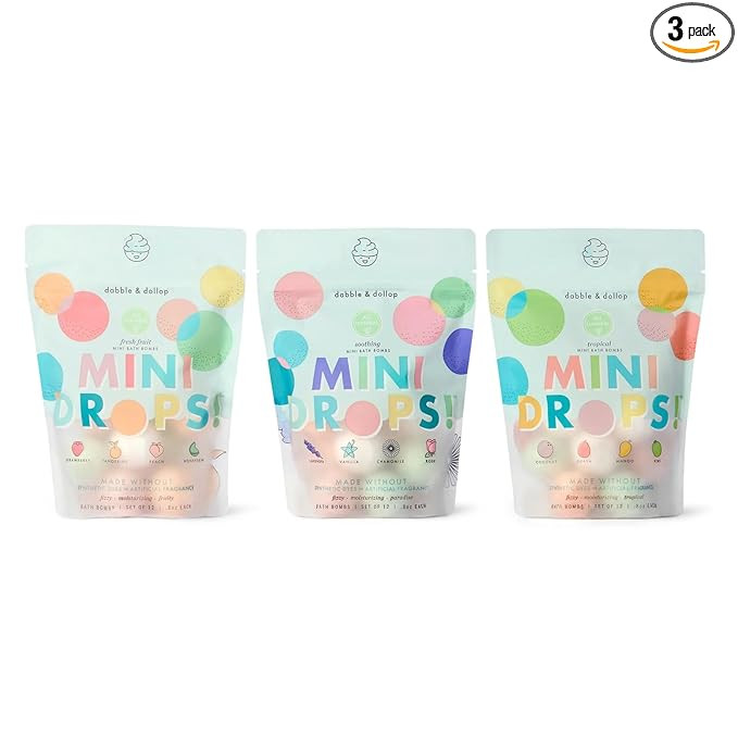 Dabble & Dollop Mini Bath Bombs, 100% Natural Droplets for Kids, Variety Pack - Resealable Pouche... | Amazon (US)