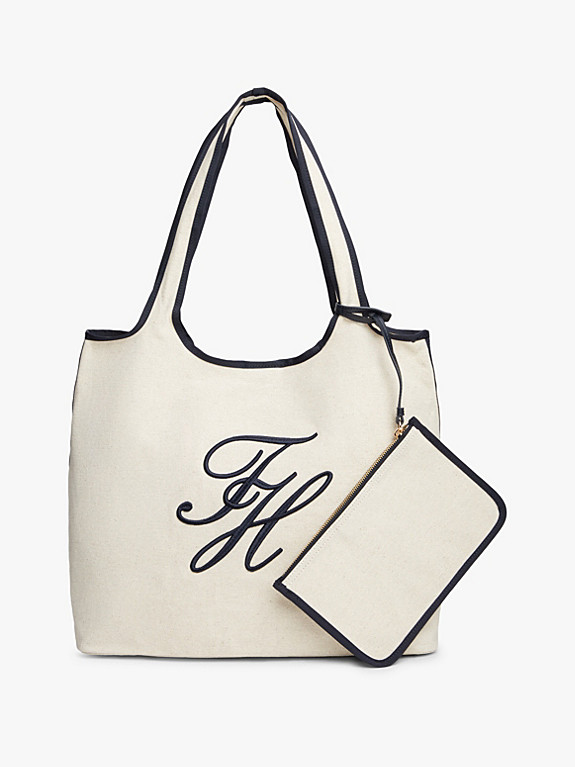 Canvas Beach Tote Bag With Pouch | Tommy Hilfiger UK