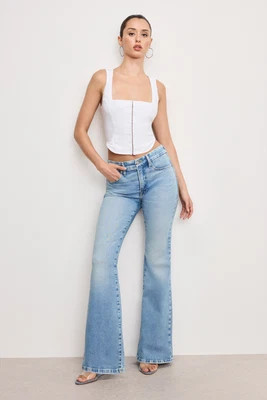 Women's Dolly Joleans Flare Jeans | Indigo, Size 24 Plus | Good American by Khlo� Kardashian | Good American