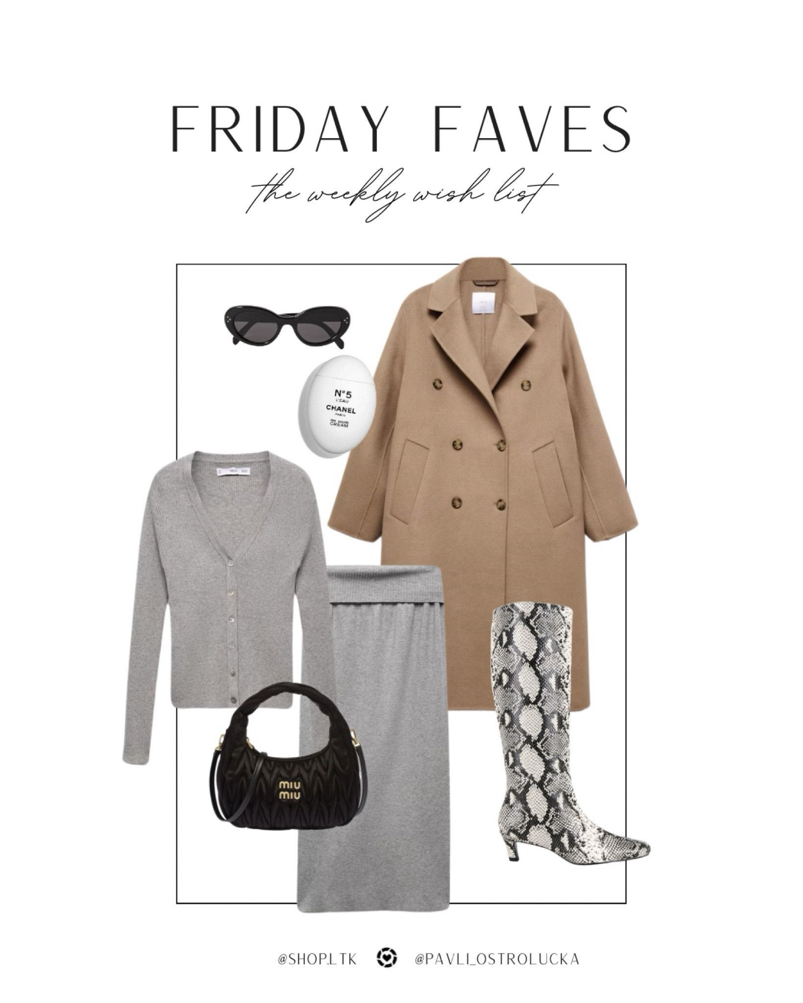 Shop the weekly wish list with me >> love the grey & brown colour combo 🩶

Snake print knee high boots, capsule wardrobe, beige wool coat, miu miu bag, celine sunglasses 

#LTKstyletip #LTKSeasonal #LTKeurope