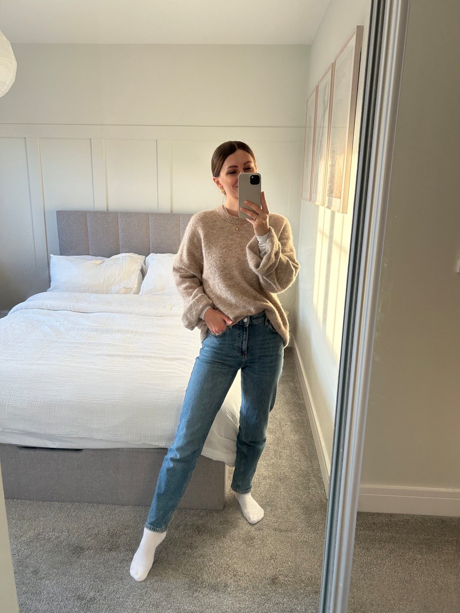 Minimalist mum outfit arket alpaca jumper mango jeans 

#LTKootd #LTKmomlife