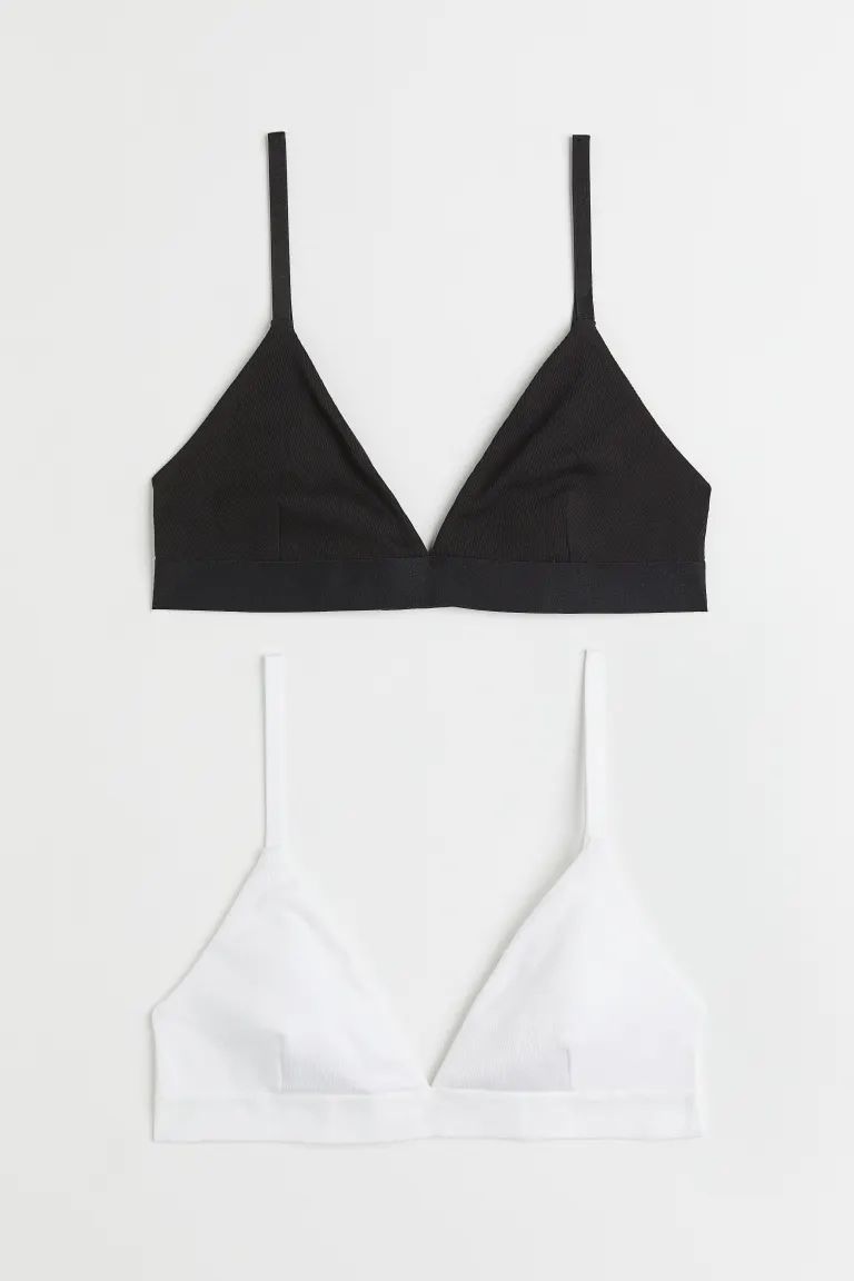 New ArrivalSoft-cup bra tops in ribbed jersey. Adjustable shoulder straps, lined cups for natural... | H&M (US + CA)