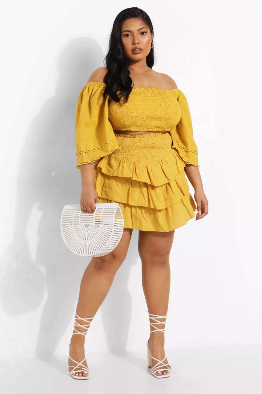 Plus Shirred Mini Skirt Co-ord | Boohoo.com (UK & IE)
