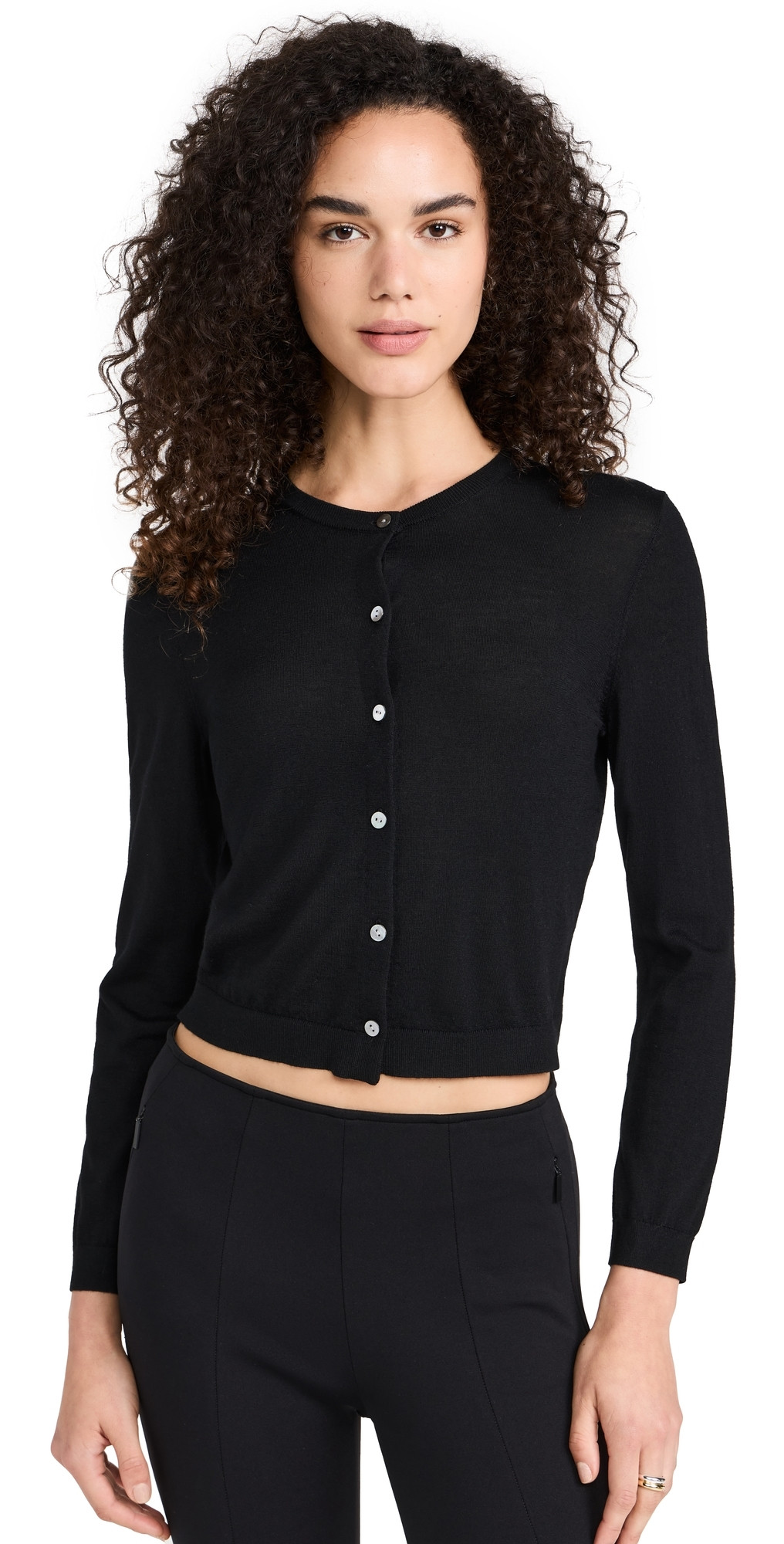 Theory Crop Crew Cardigan Black S | Shopbop