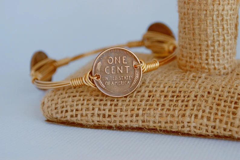 Wheat Penny Jewelry, Birthday Gift, Boho Bangle, Wire Wrap Bangles, Non-Tarnish Wire, Bangle Stac... | Etsy (US)