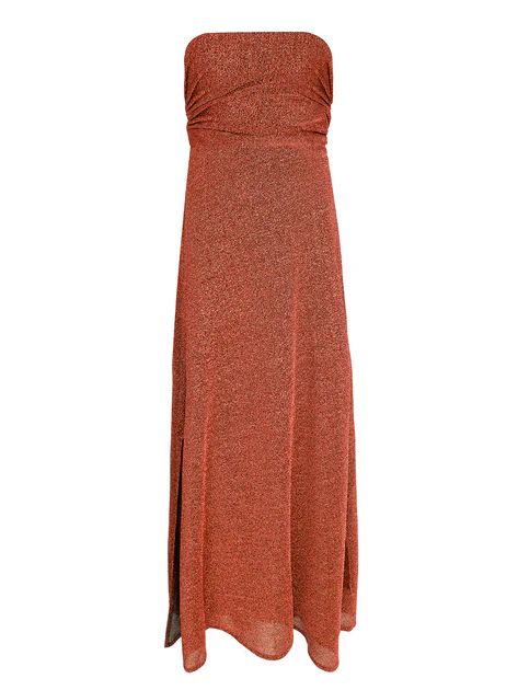 Bronze Lurex Bandeau Wrap Dress | Beach Flamingo