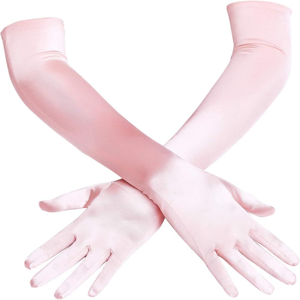BABEYOND Long Opera Party 20s Satin Gloves Stretchy Adult Size Elbow Length | Amazon (US)