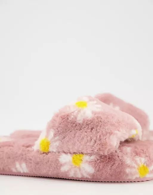 ASOS DESIGN Zane chunky slider slipper in floral | ASOS (Global)
