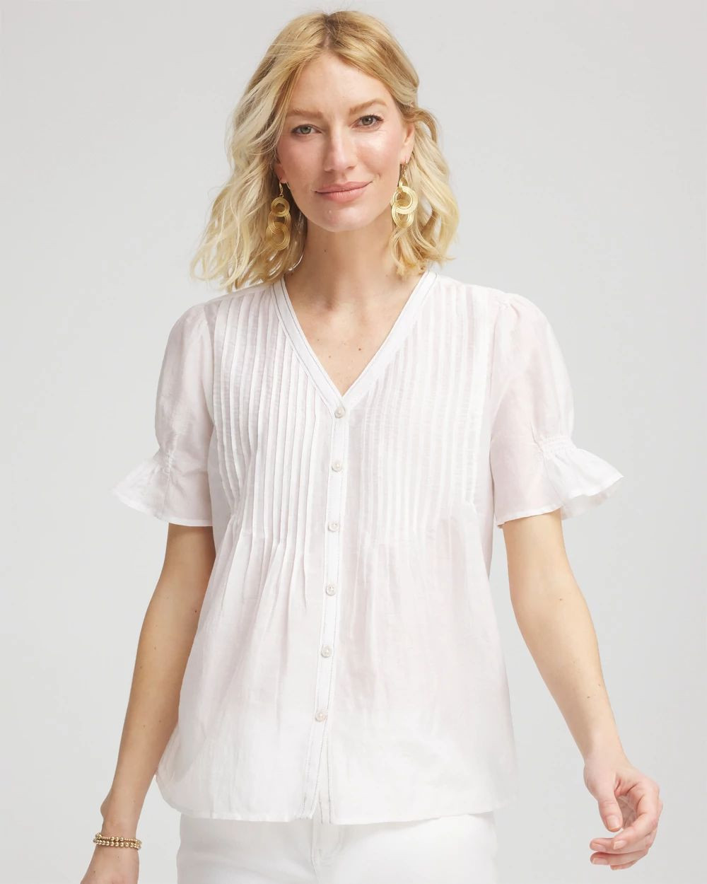 Pleated Cotton-Silk Shirt | Chico's