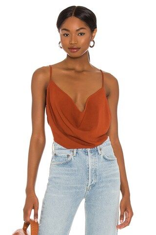 Indah Polina Solid 70s Cowl Neck Cami in Copper from Revolve.com | Revolve Clothing (Global)
